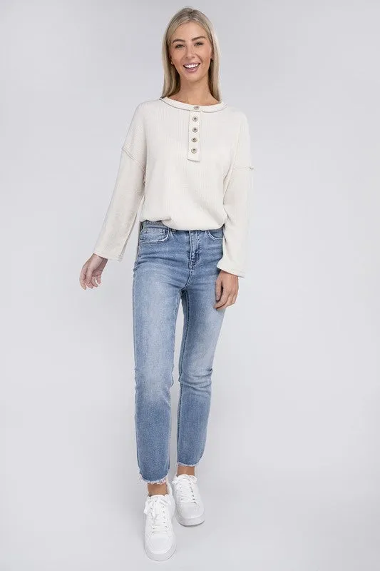 Brushed Loose Henley Sweater