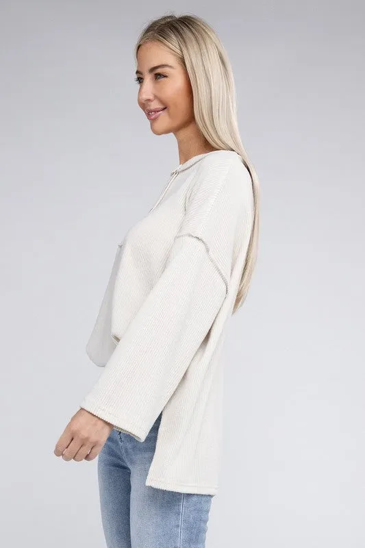 Brushed Loose Henley Sweater