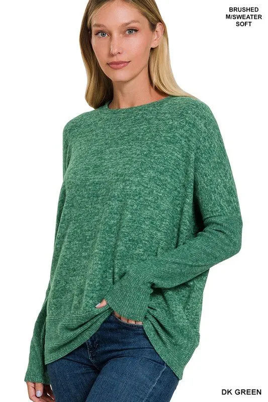 Brushed Melange Dolman Sleeve Sweater