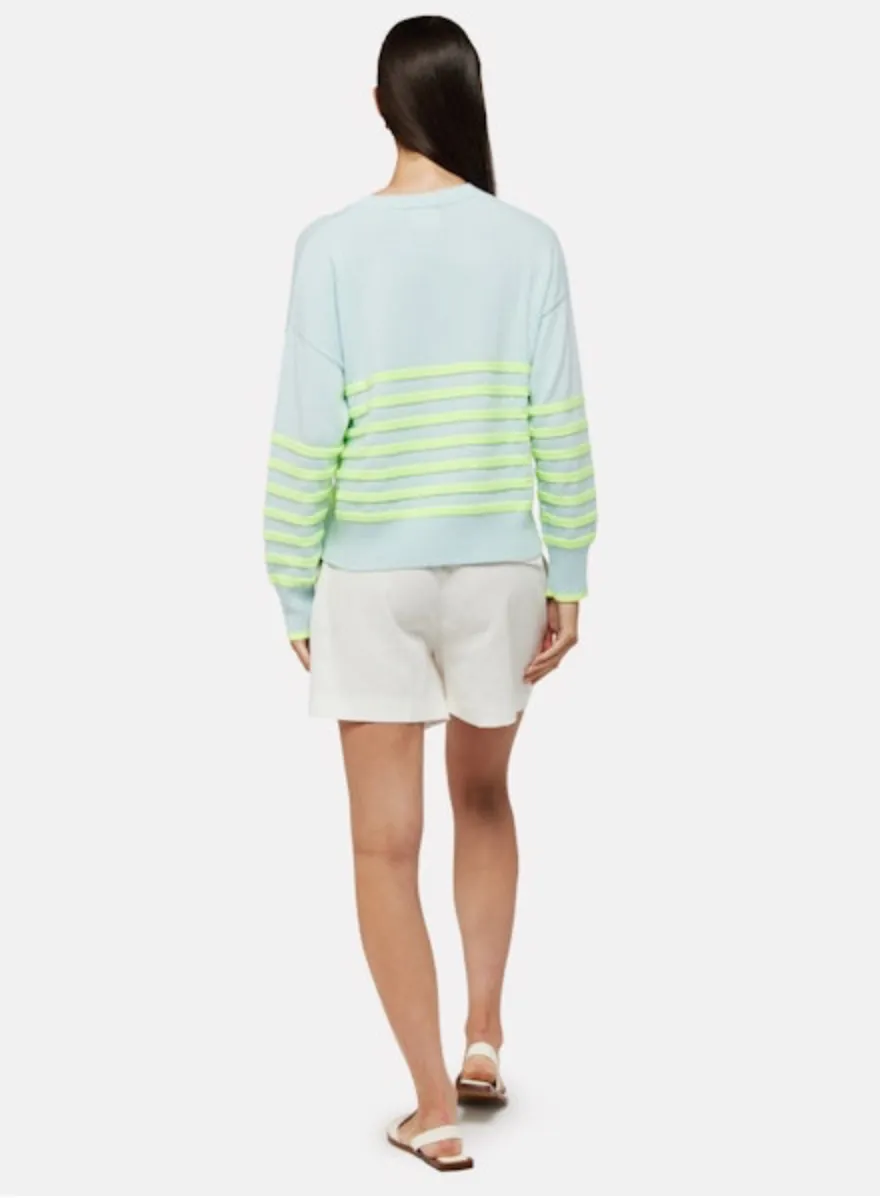 Brynn Stripe Crewneck Sweater in Aqua Mist