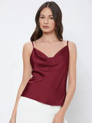 Burgundy Cowl Neck Top