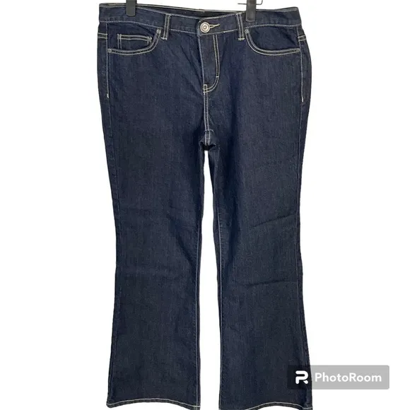 Calvin Klein Flare Jeans Size 10 Womens Mid Rise Dark Wash Blue Denim U2