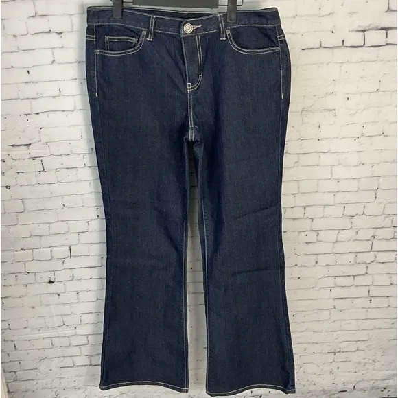 Calvin Klein Flare Jeans Size 10 Womens Mid Rise Dark Wash Blue Denim U2