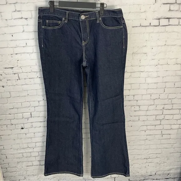 Calvin Klein Flare Jeans Size 10 Womens Mid Rise Dark Wash Blue Denim U2