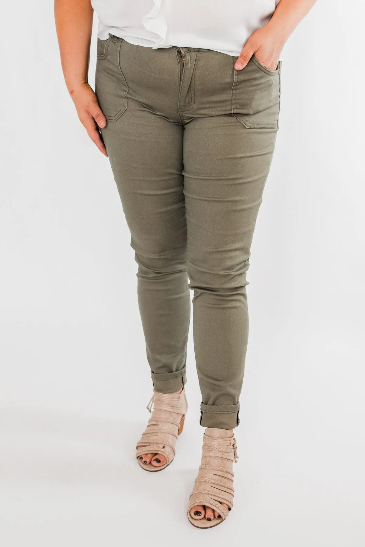Celebrity Pink Ankle Skinny Jeans- Olive