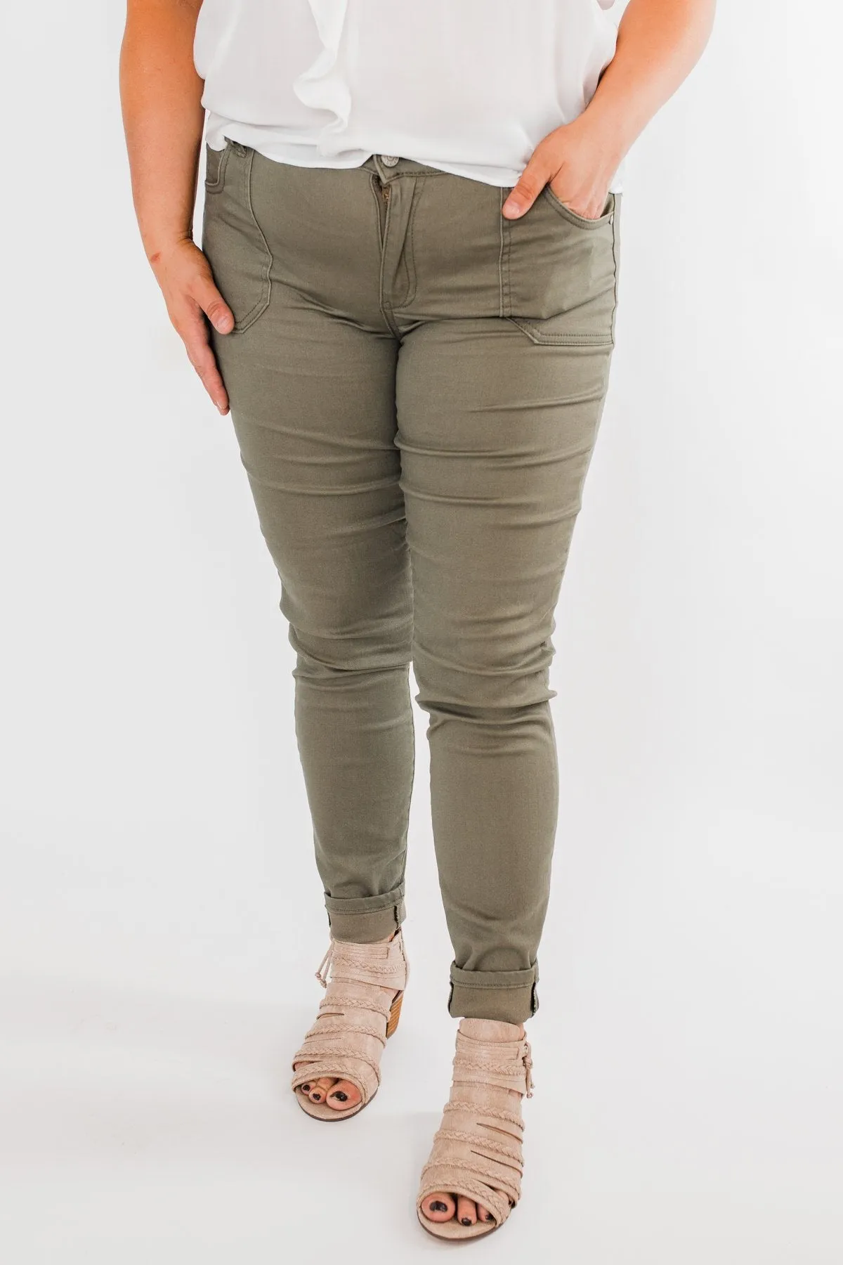 Celebrity Pink Ankle Skinny Jeans- Olive