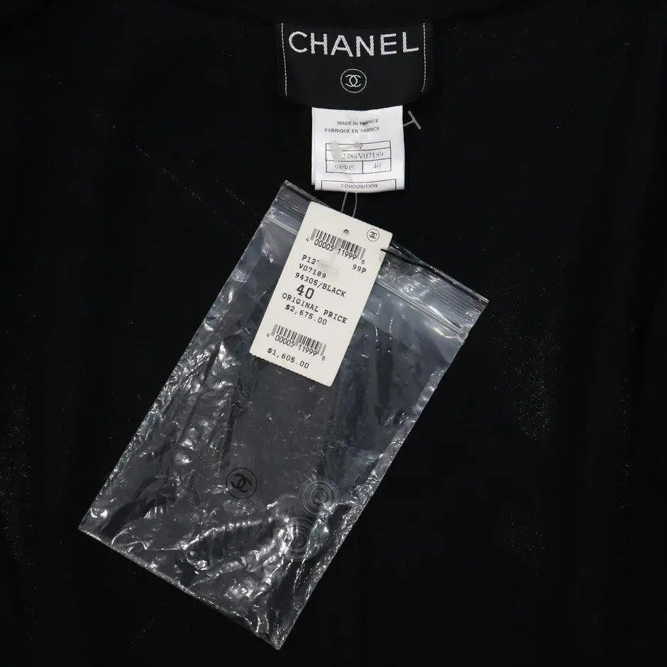 CHANEL Black Wool Jacket w/ 4 Pockets & Button Down Skirt 2PC Circa 1990s | Size 38/40