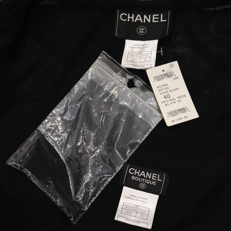 CHANEL Black Wool Jacket w/ 4 Pockets & Button Down Skirt 2PC Circa 1990s | Size 38/40