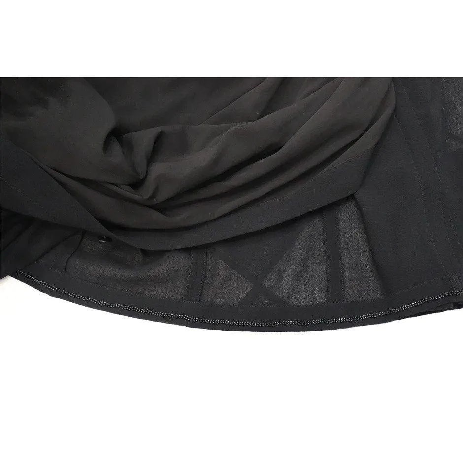 CHANEL Black Wool Jacket w/ 4 Pockets & Button Down Skirt 2PC Circa 1990s | Size 38/40