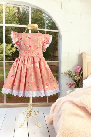 Charlotte Emma Dress
Roses in Peach
Rococo & Sweet Collection 
Rare & OOP Lecien Fabric ~ Sz 3