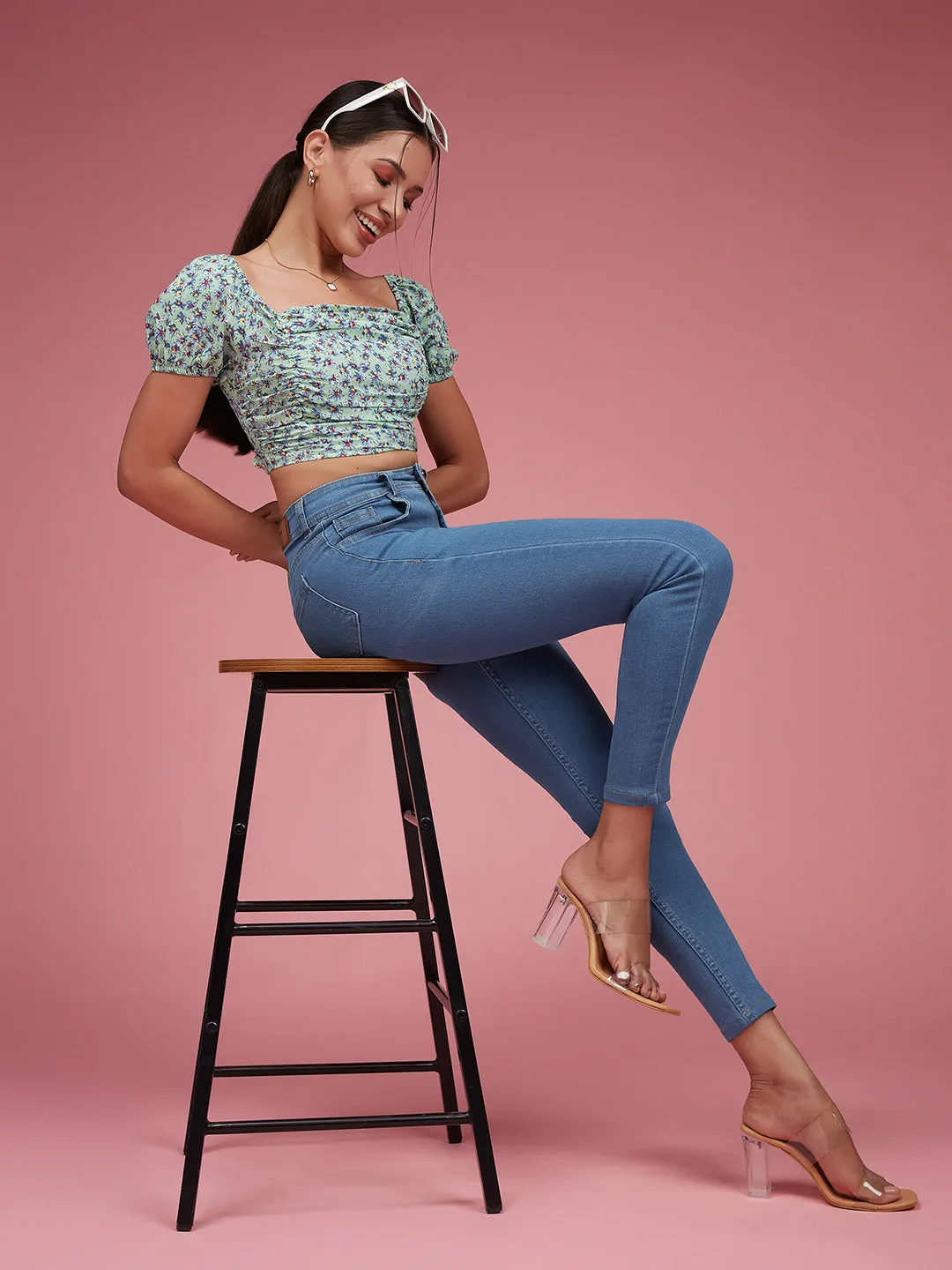 CHASEstretch™ Blue Skinny High-Rise Cropped Denim Jeans