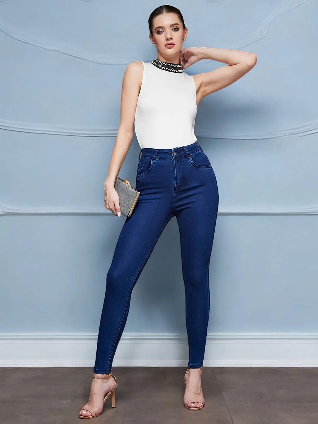 CHASEstretch™ Navy-Blue Skinny High-Rise Denim Jeans