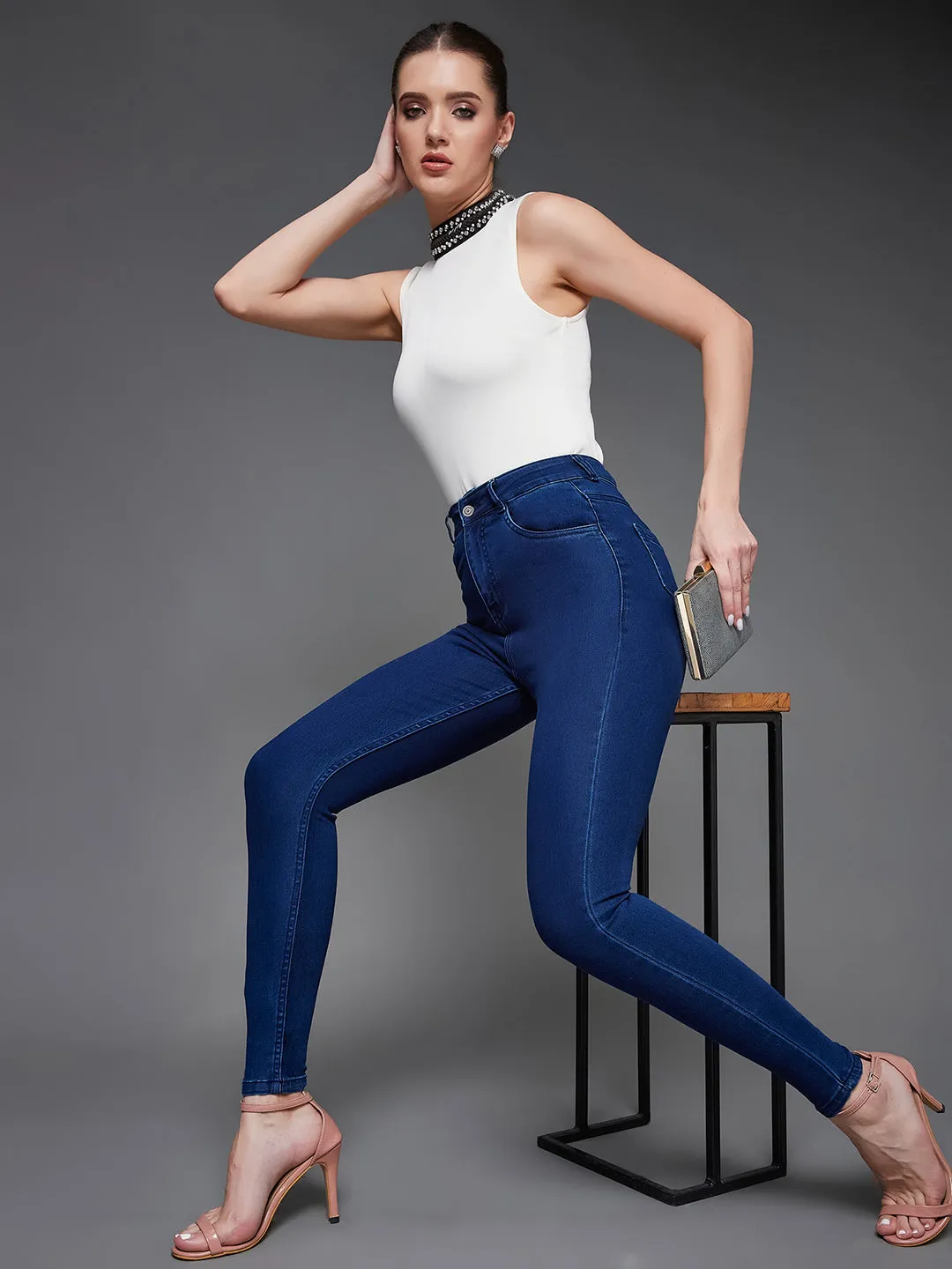 CHASEstretch™ Navy-Blue Skinny High-Rise Denim Jeans