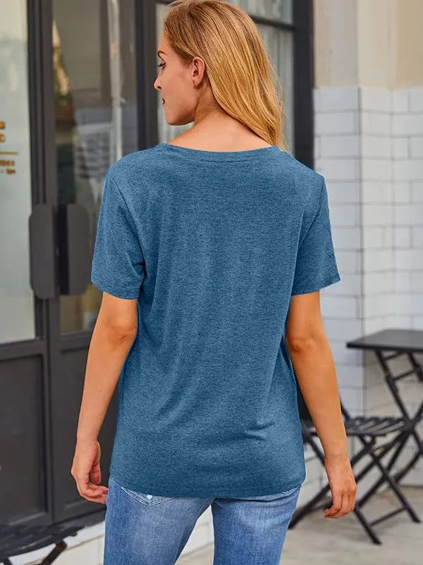 Chicken Shirts for Women Funny Shirts Cute Graphic Tees Casual Short Sleeve Tops Deep Blue