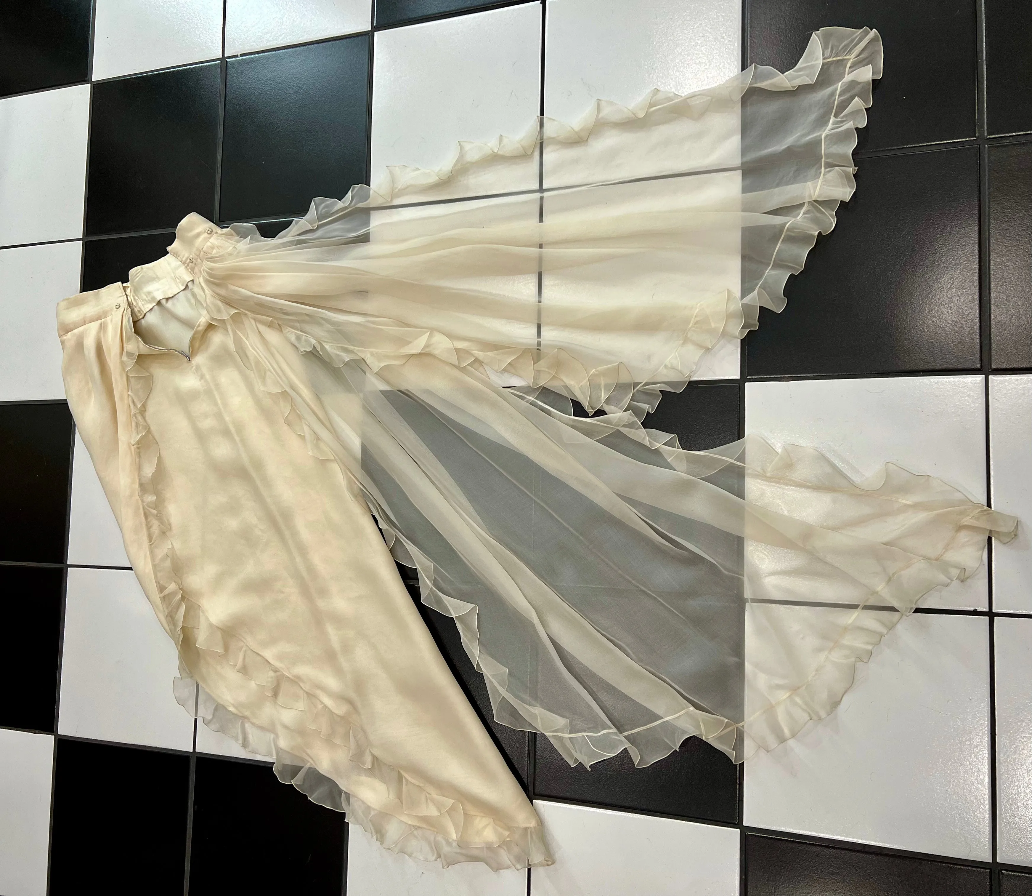 CHRISTIAN DIOR 1988 Cream Silk Gown Ensemble, Betsy Bloomingdale