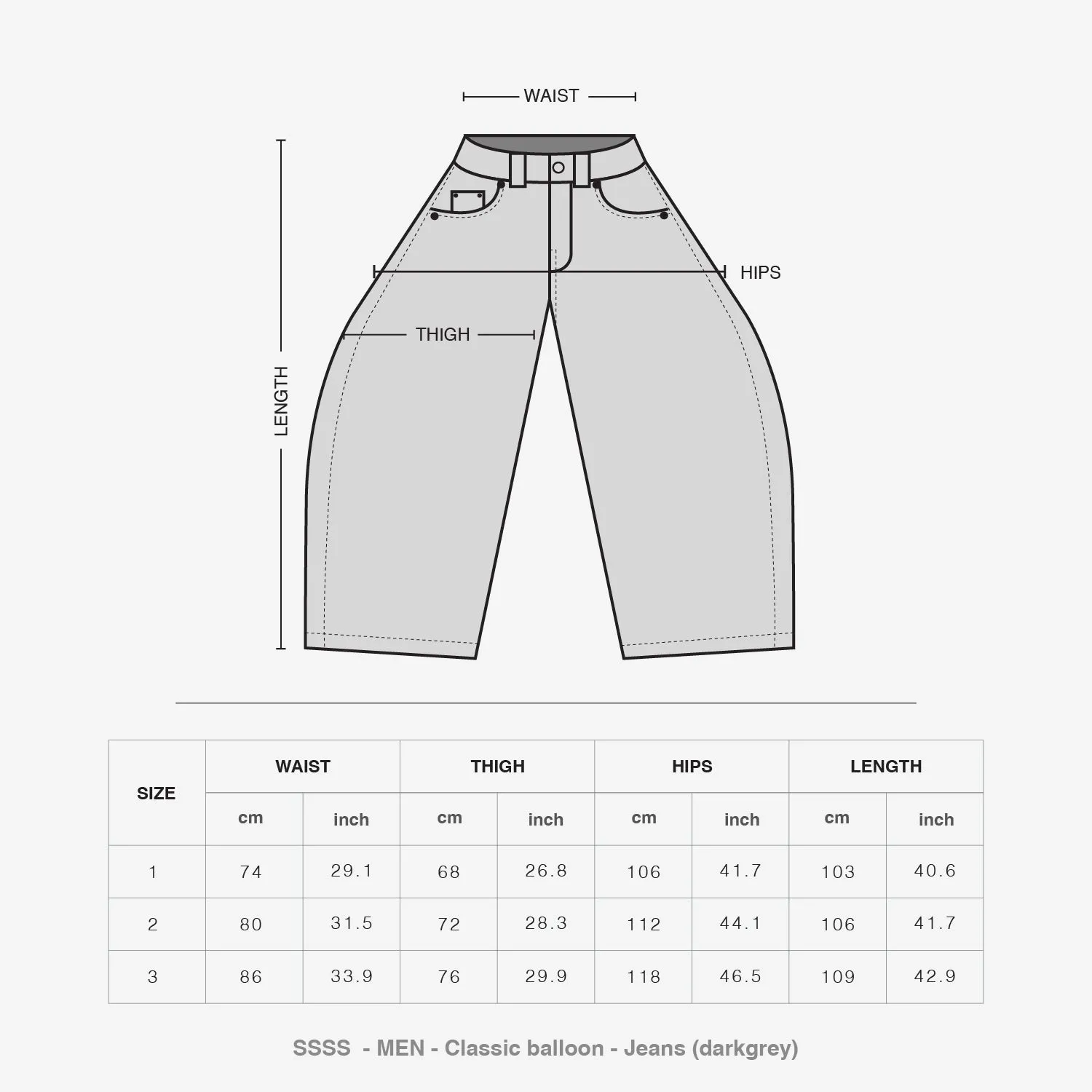 Classic Balloon Jeans (Dark Grey)