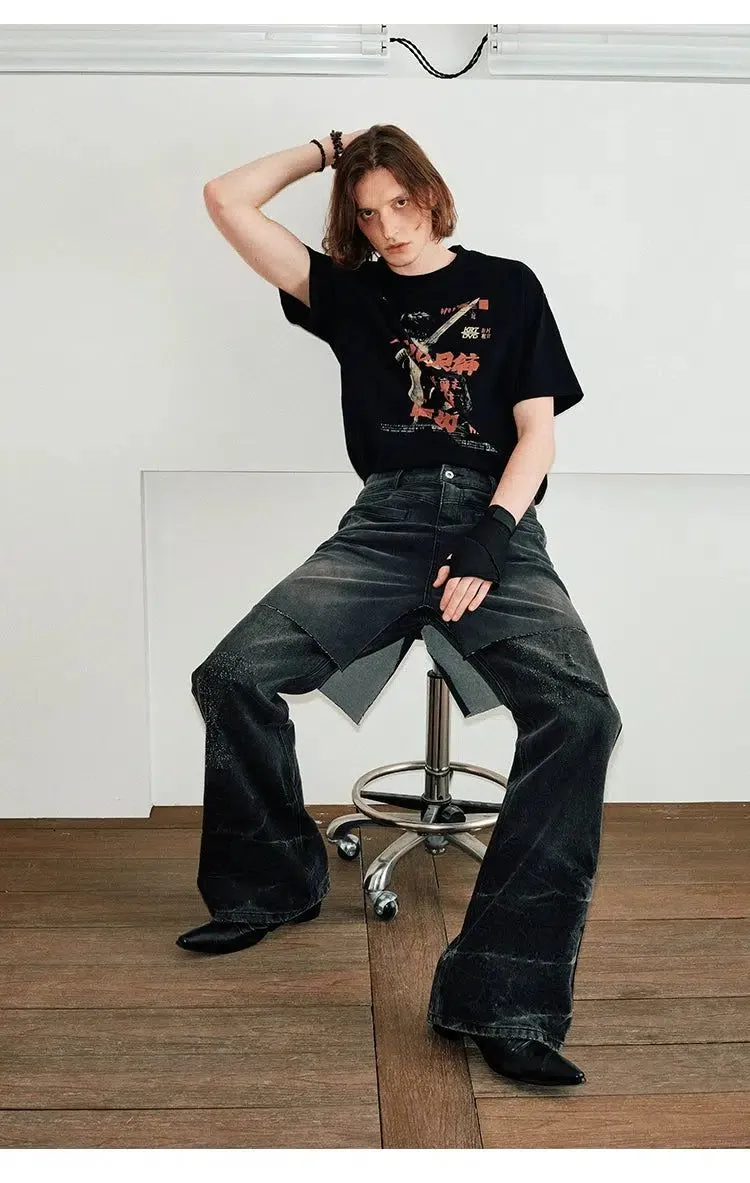 Clean Fit Jeans With Distressed Fading