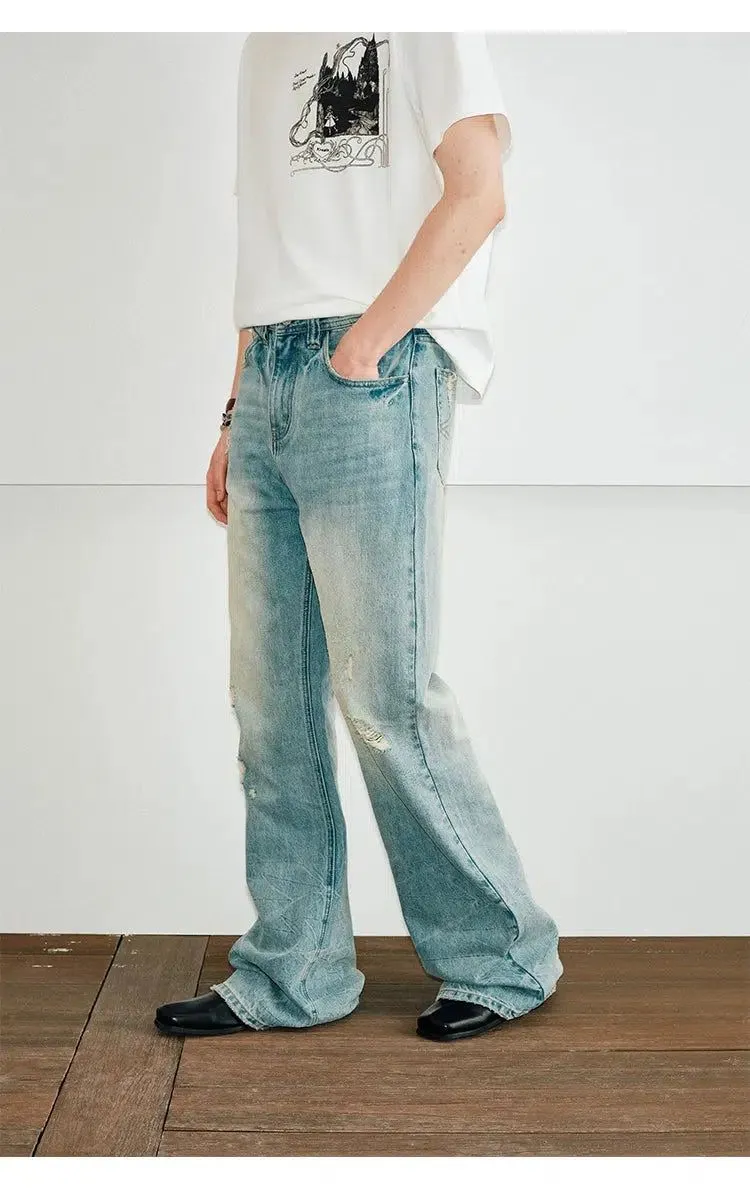 Clean Fit Jeans With Distressed Fading