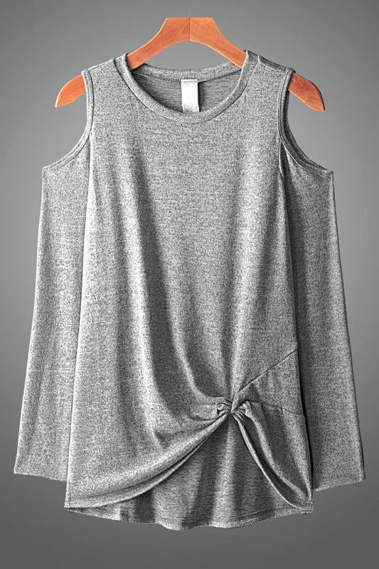 Cold Shoulder Sweater with Side Knot