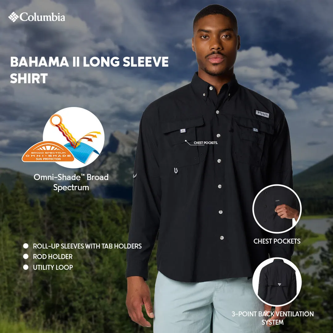 Columbia Mens Black Bahama II Long Sleeve Shirt