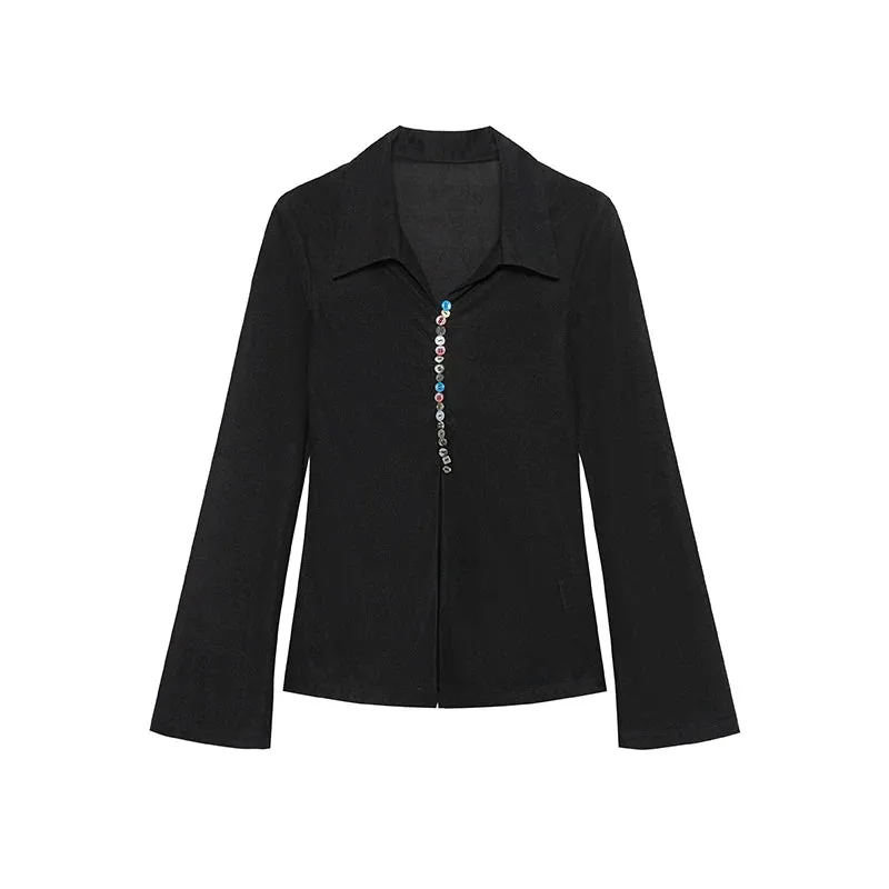 Contrast Color Button Sunscreen Shirt