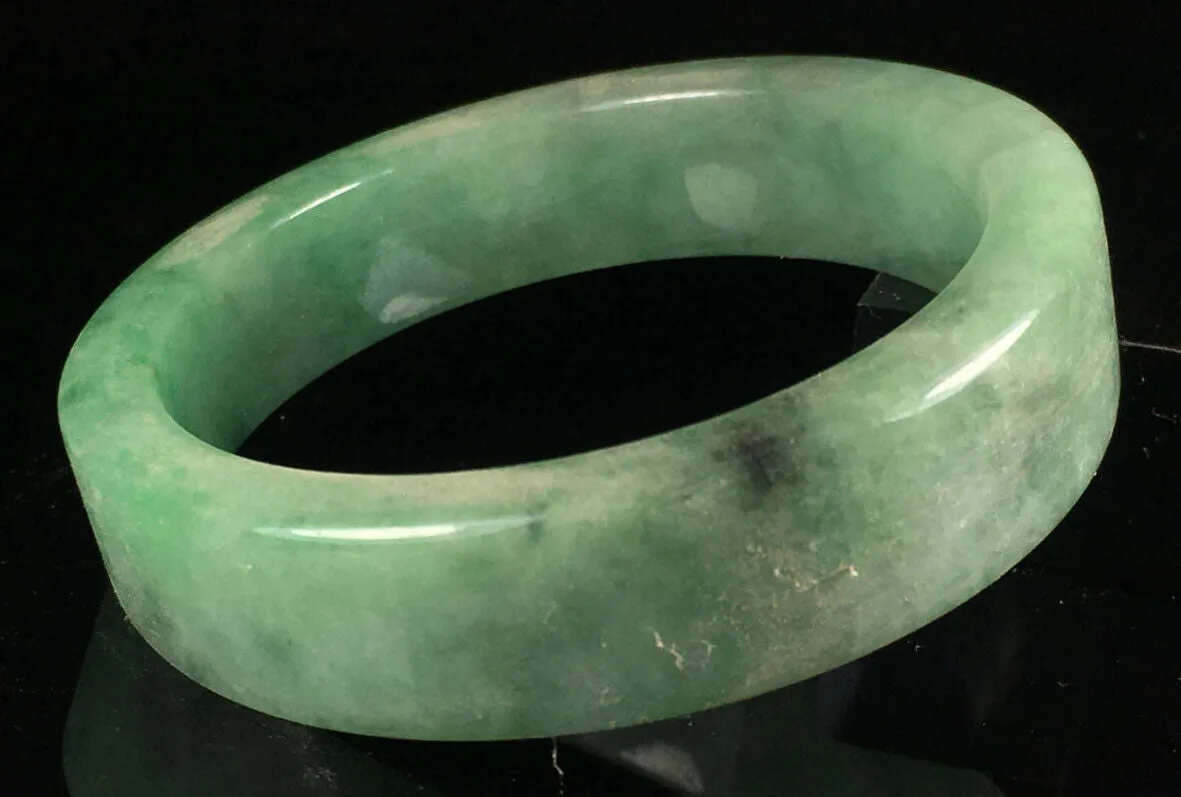 Copy of 10% OFF- 56/57/58mm Certified Natural Lavender Green Jadeite Emerald A*Jade HandCarved Lucky Jade Bangle A149