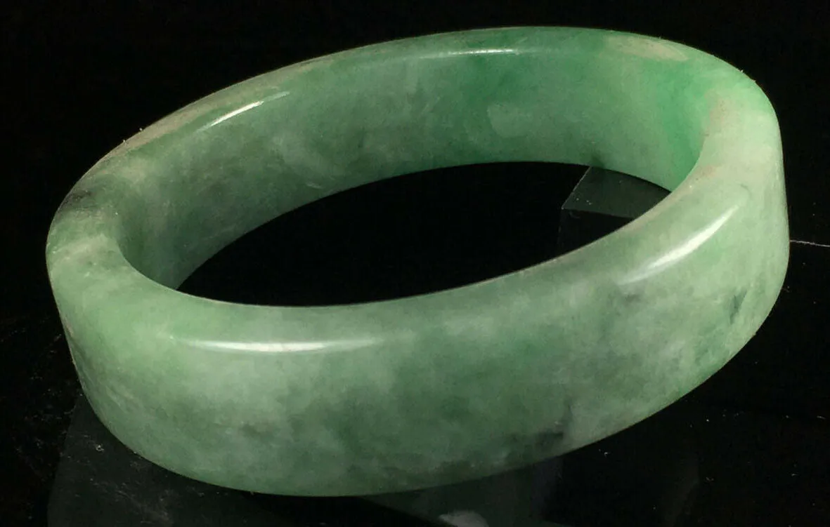Copy of 10% OFF- 56/57/58mm Certified Natural Lavender Green Jadeite Emerald A*Jade HandCarved Lucky Jade Bangle A149