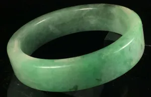 Copy of 10% OFF- 56/57/58mm Certified Natural Lavender Green Jadeite Emerald A*Jade HandCarved Lucky Jade Bangle A149