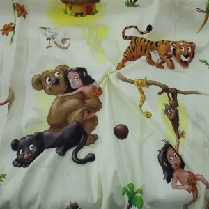 Cotton Kids Fabric 2229 Jungle Print Cream