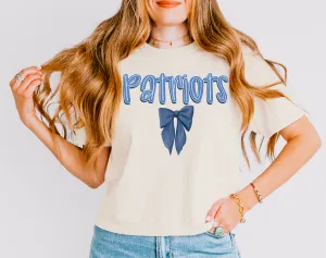 Cropped Comfort Colors Lewisburg Bow Shirt / Adult Sizes/ Lewisburg -Desoto County Schools /Lewisburg Patriots Mississippi School Shirt