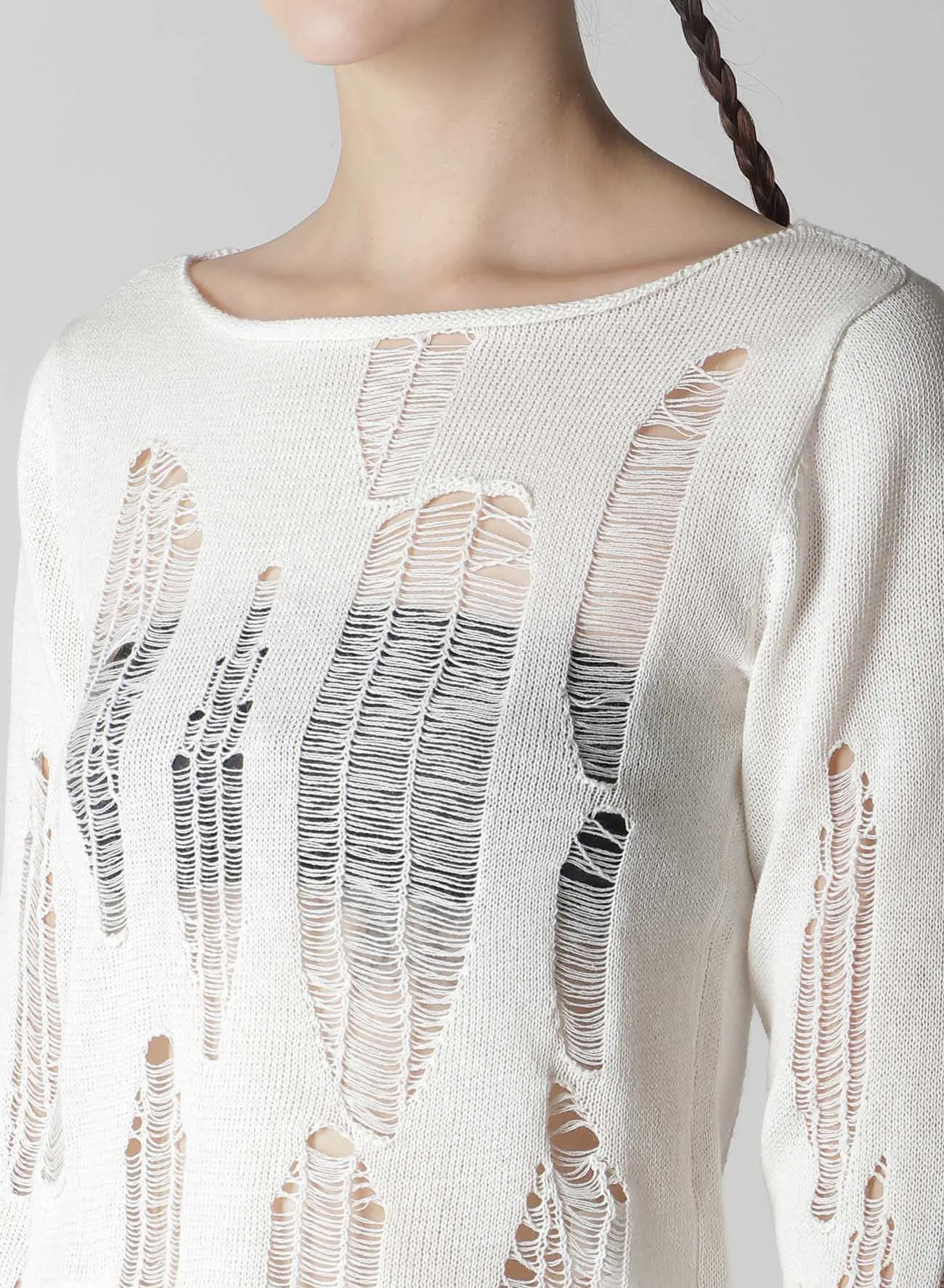 CRUSH PLAIN STITCH CRUSHED SWEATER