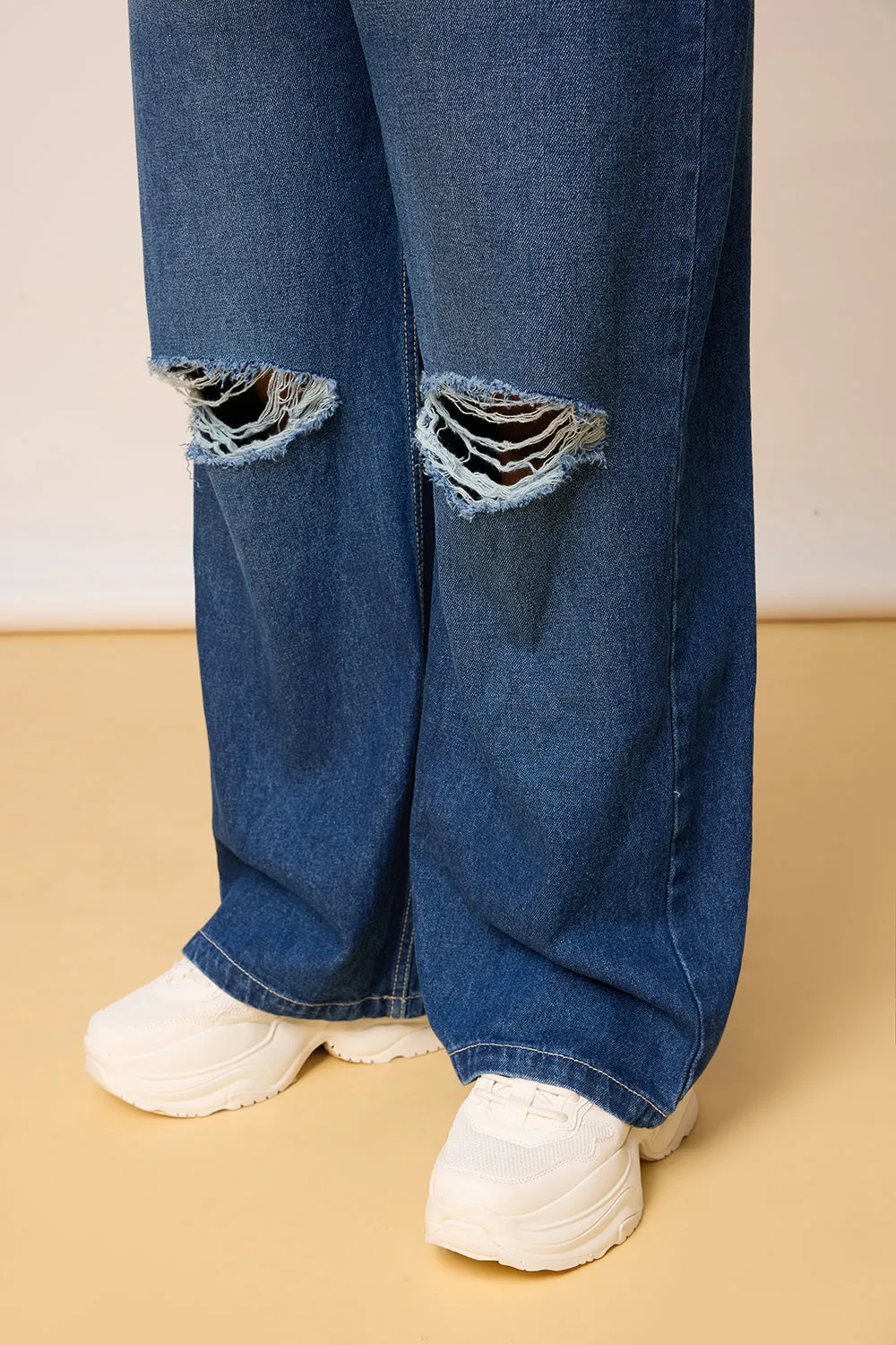 Curve Clean-Cut Wide Leg Jeans