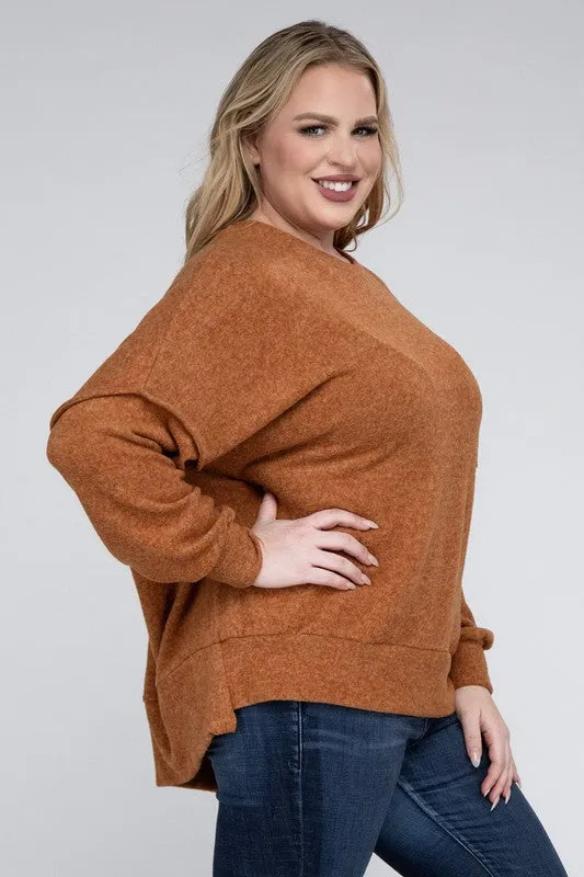 Curvy  Drop Shoulder Sweater