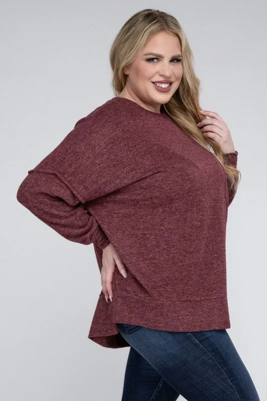 Curvy  Drop Shoulder Sweater
