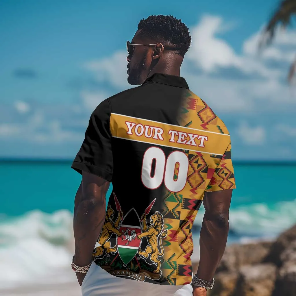 Custom Afro Kenya Coat Of Arms Hawaiian Shirt With Kente Patterns LT18