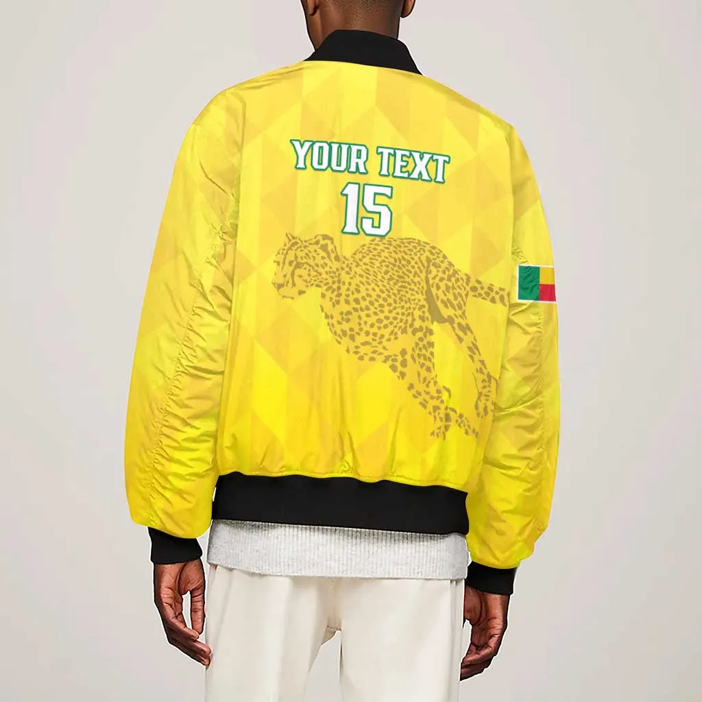 Custom Benin Football Sleeve Zip Bomber Jacket Go Les Guepards LT15