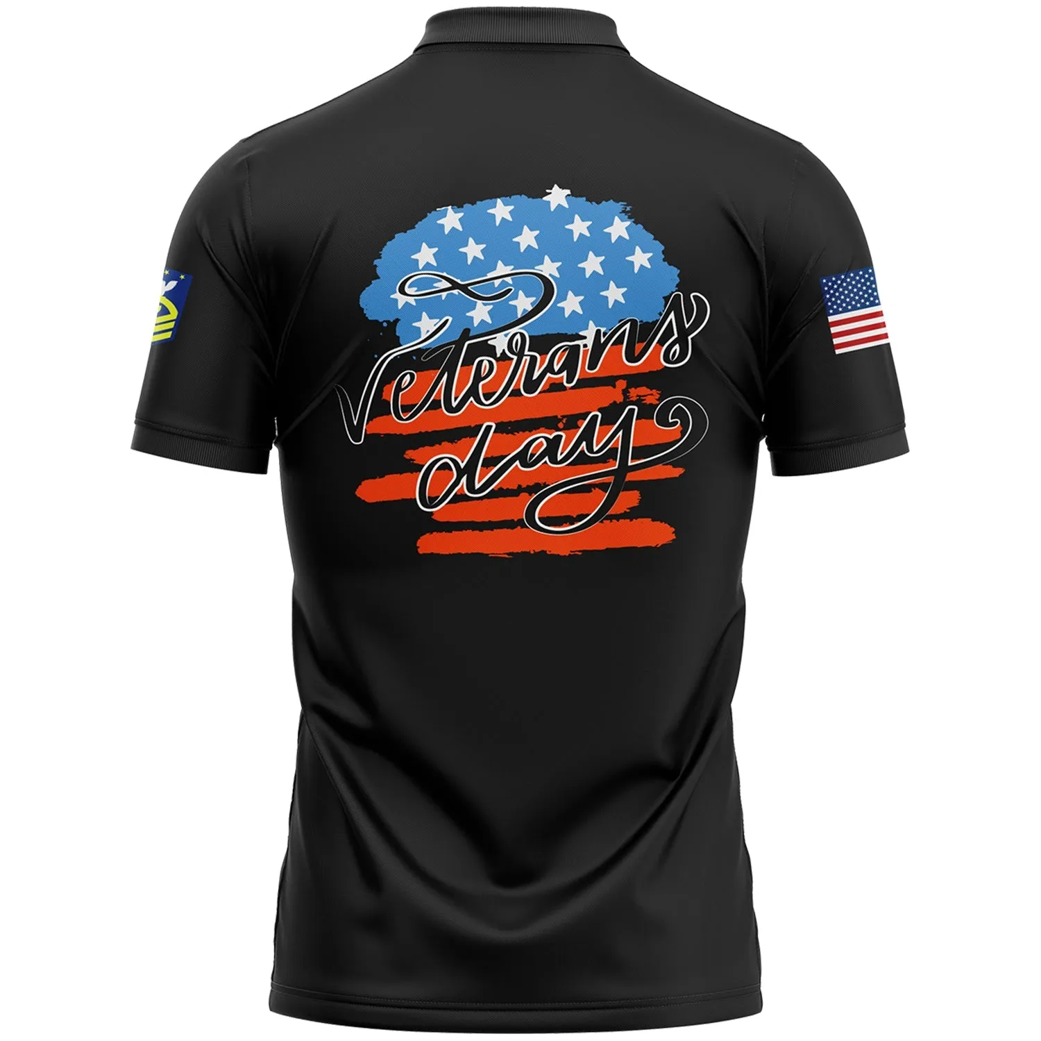 Custom Black 1776 Flag U.S Coast Guard Military Rank Name Veterans Day Golf Polo Shirt | Father's Day Gifts