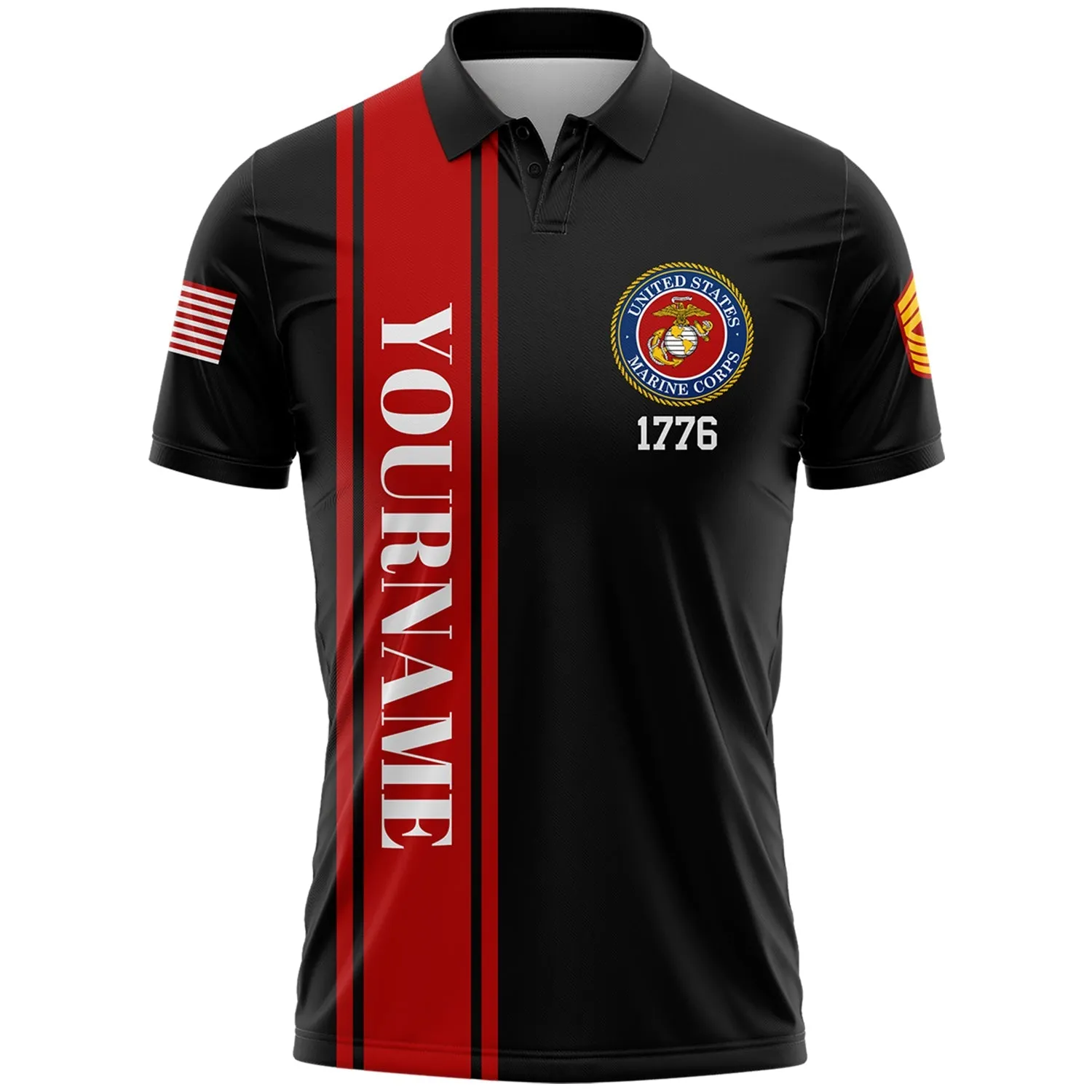 Custom Black We Own Illegals Nothing We Our Veterans Everything 1776 Military Rank Name Veterans Day Golf Polo Shirt