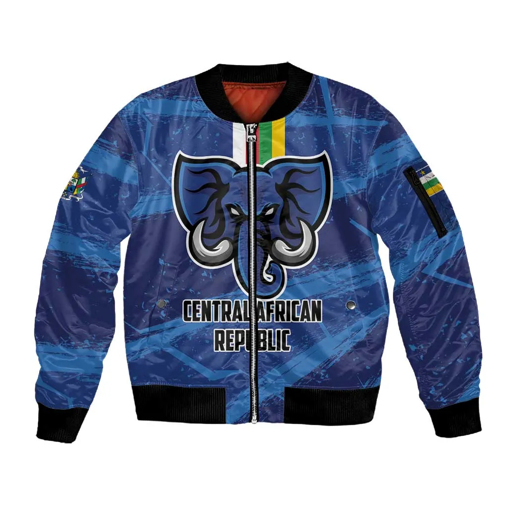 Custom Central African Republic Football Sleeve Zip Bomber Jacket African Come On Les Fauves LT01