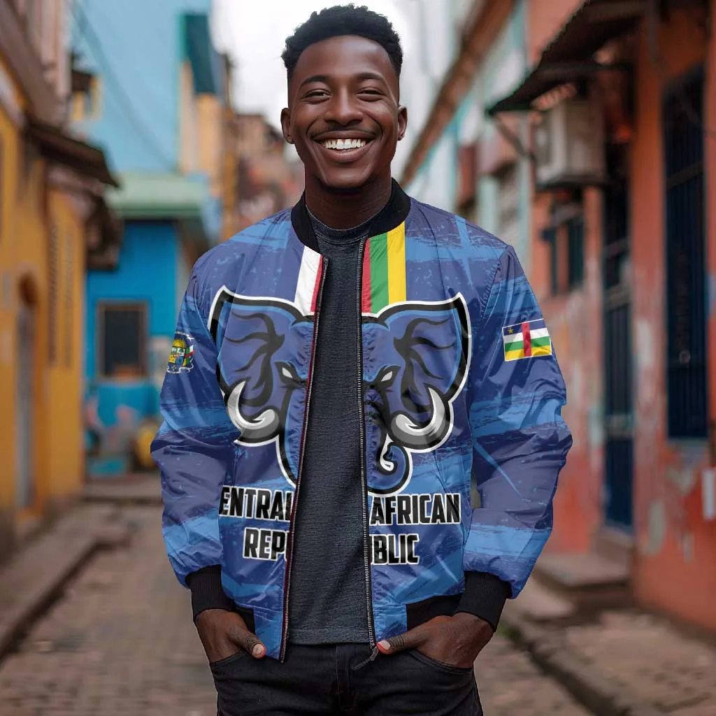 Custom Central African Republic Football Sleeve Zip Bomber Jacket African Come On Les Fauves LT01