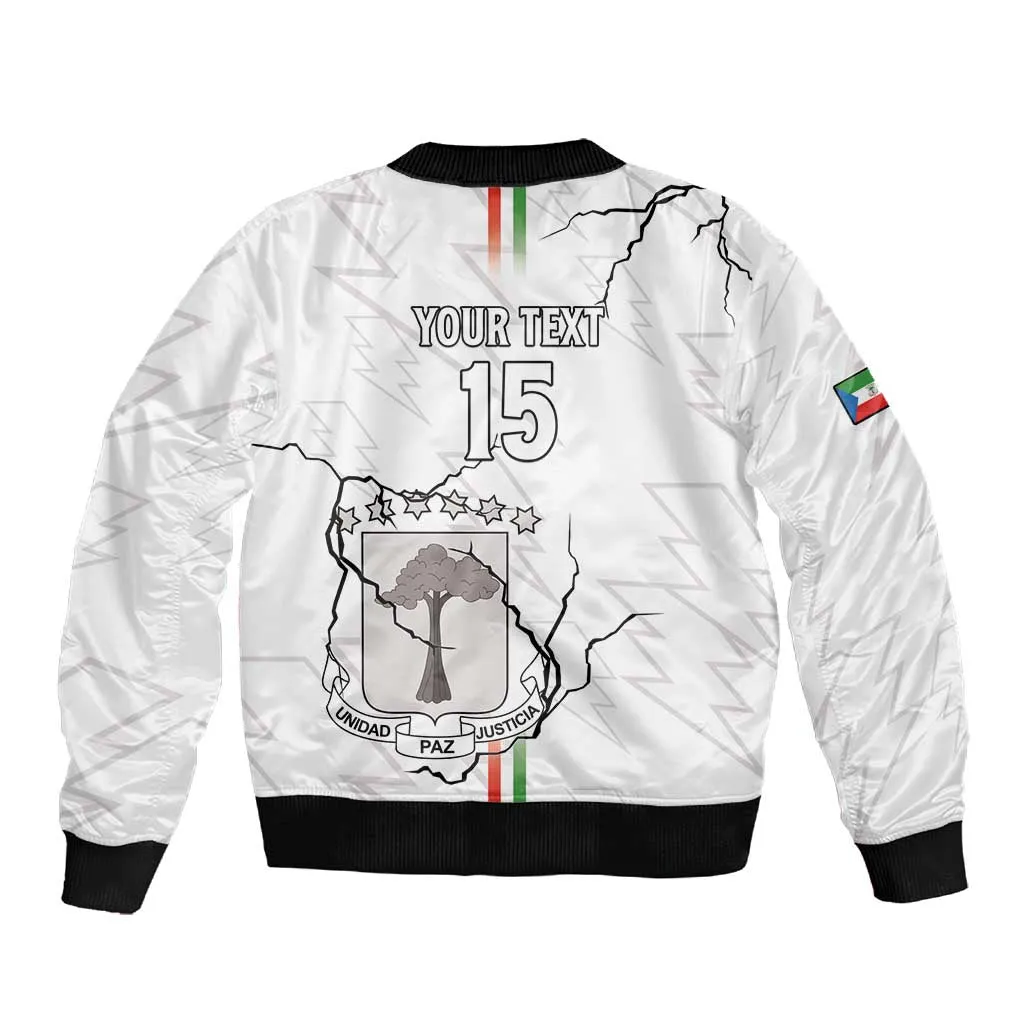 Custom Equatorial Guinea Football Sleeve Zip Bomber Jacket Go Champions - White Version LT15