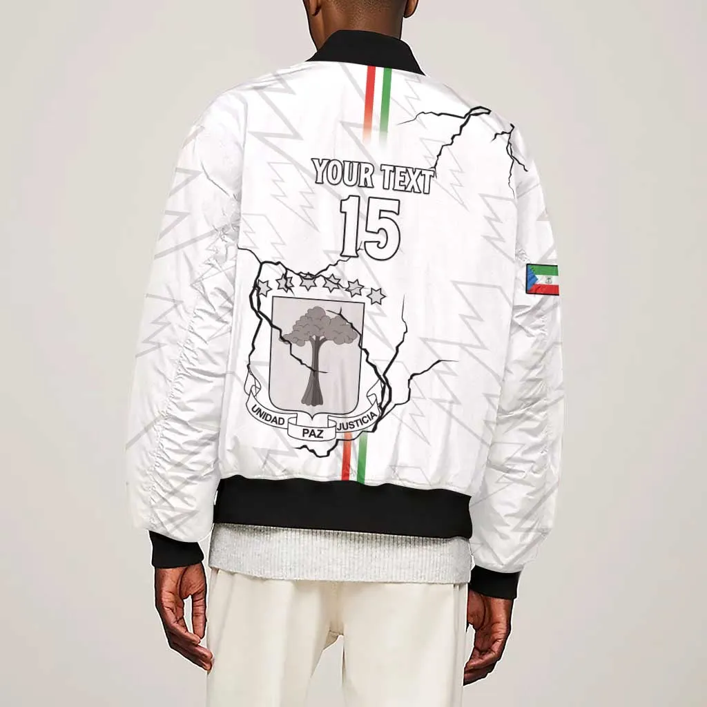 Custom Equatorial Guinea Football Sleeve Zip Bomber Jacket Go Champions - White Version LT15