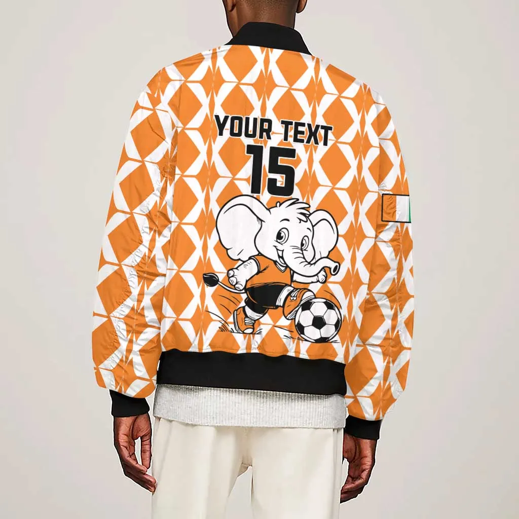 Custom Ivory Coast Football Sleeve Zip Bomber Jacket Go Champions LT15