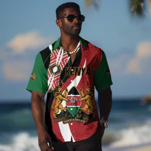 Custom Kenya Football Hawaiian Shirt Maasai Shield Coat Of Arms Style LT14