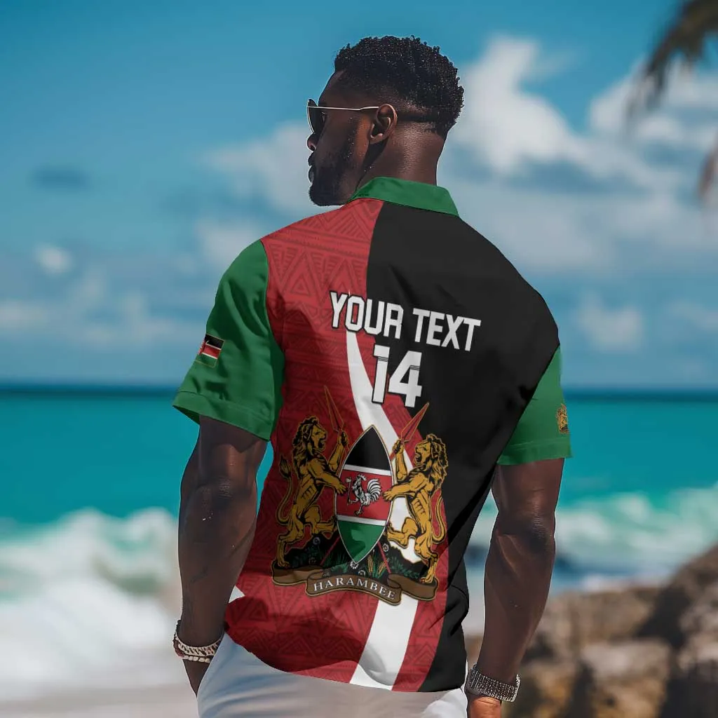 Custom Kenya Football Hawaiian Shirt Maasai Shield Coat Of Arms Style LT14