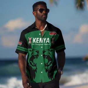 Custom Kenya Rugby Hawaiian Shirt 2024 Go Champions Simbas - Green LT14