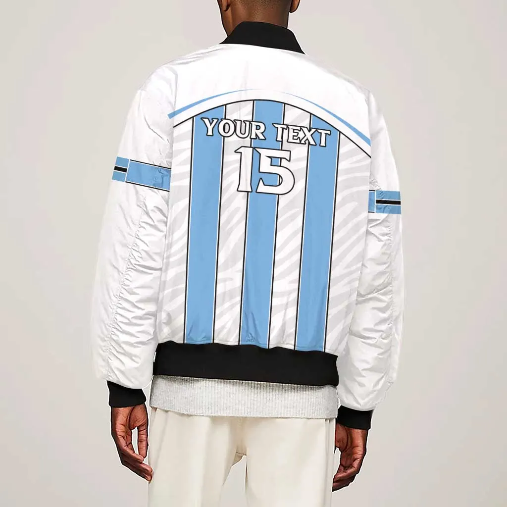 Custom Lefatshe la Botswana Football Sleeve Zip Bomber Jacket Come On Dipitse LT15