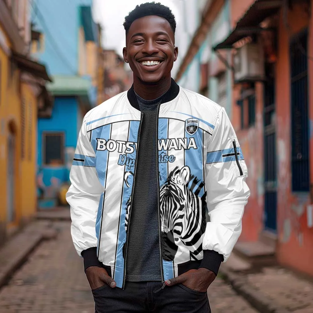 Custom Lefatshe la Botswana Football Sleeve Zip Bomber Jacket Come On Dipitse LT15