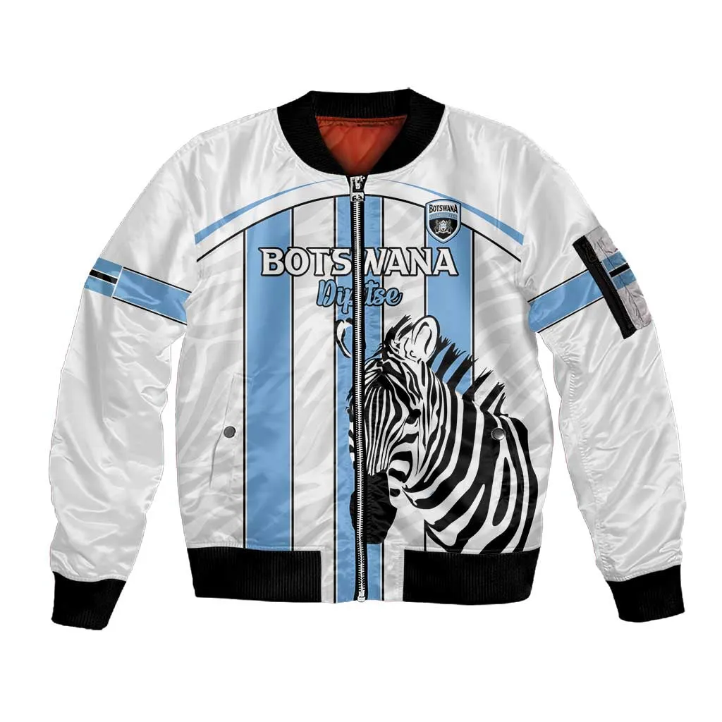 Custom Lefatshe la Botswana Football Sleeve Zip Bomber Jacket Come On Dipitse LT15