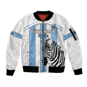Custom Lefatshe la Botswana Football Sleeve Zip Bomber Jacket Come On Dipitse LT15